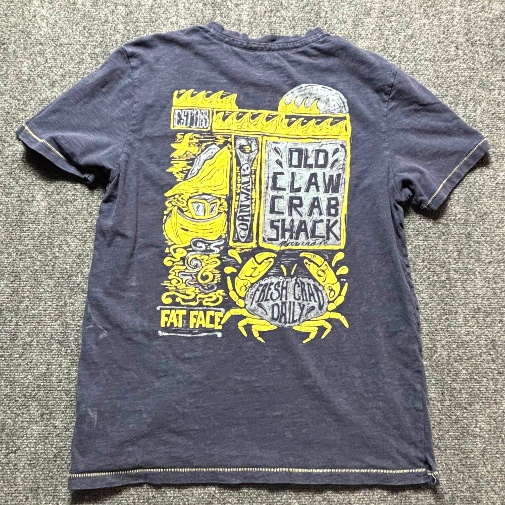 FatFace Mens Old Claw Crab Shack Graphic T-Shirt Navy Blue Size Medium 0002938